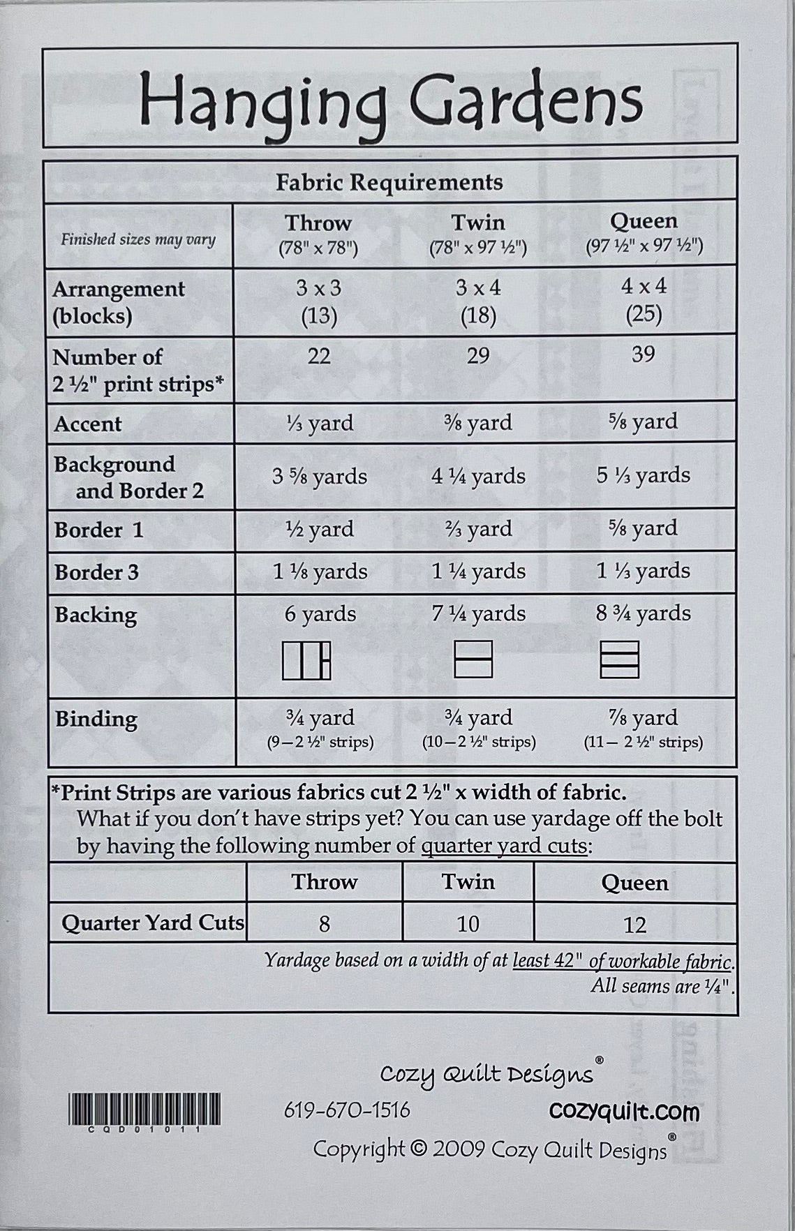 "HANGING GARDENS" QUILT PATTERN