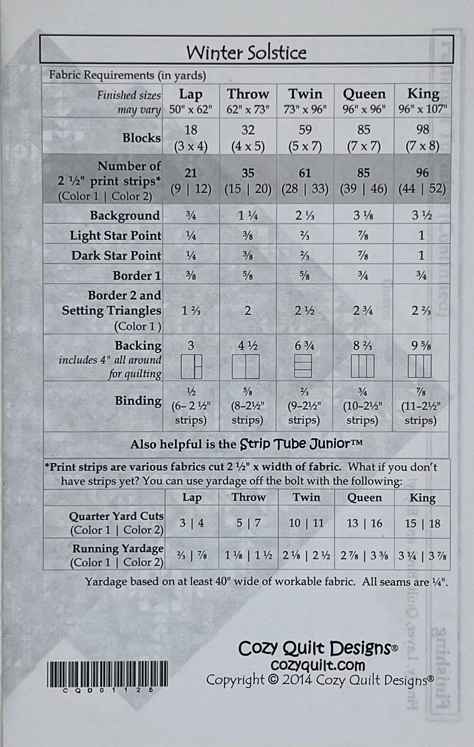 "WINTER SOLSTICE"QUILT PATTERN
