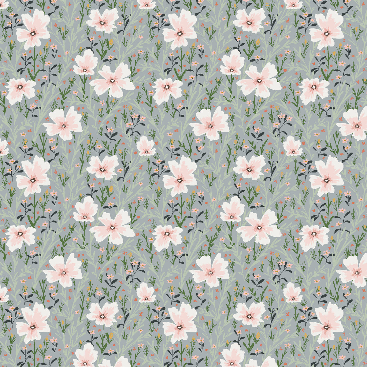 LM11-C83 FLOWERS ON GREY