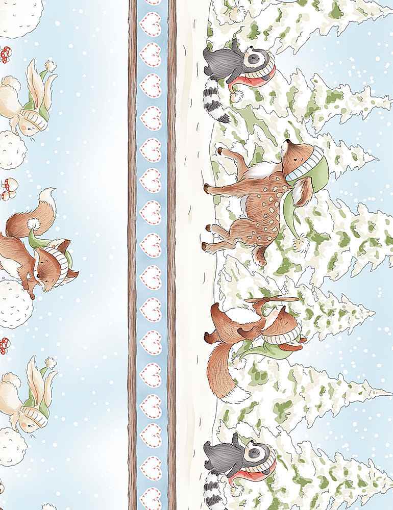 BUNNIES C7552-MULTI WINTER ANIMAL 11" STRIPE