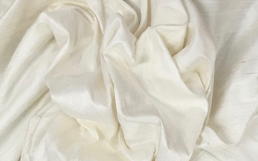 White Dupioni Silk Fabric by the Yard