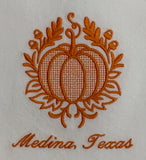 FALL PUMPKIN EBMROIDERED TEA TOWEL