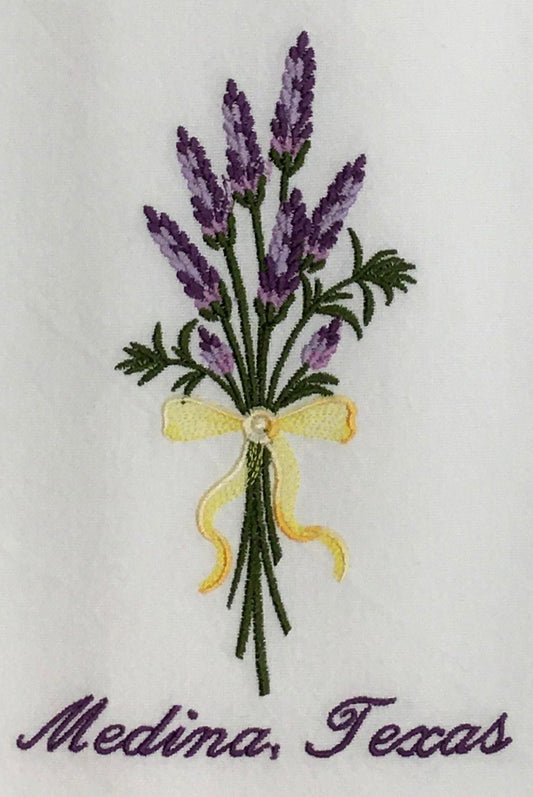 LAVENDER BOUQUET EMBROIDERED TEA TOWEL