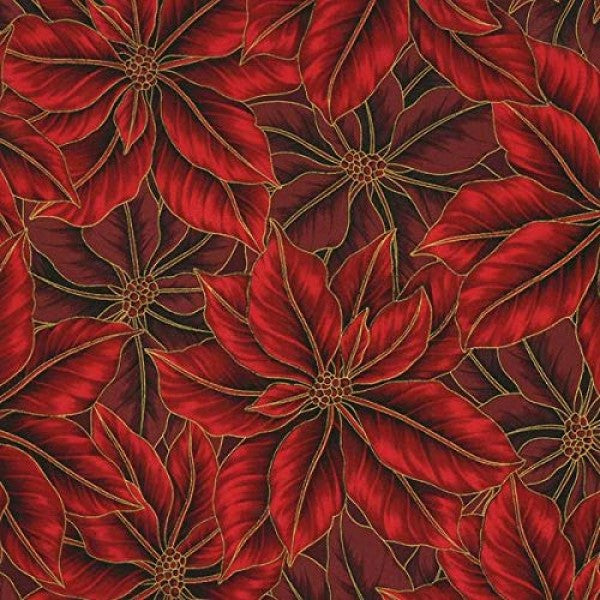 WARM WISHES N7524-78G SCARLET/GOLD PACKED POINSETTIAS