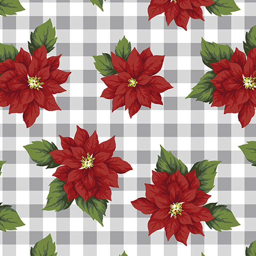 HOLIDAY AT HOME - POINSETTIA CHECK GREY