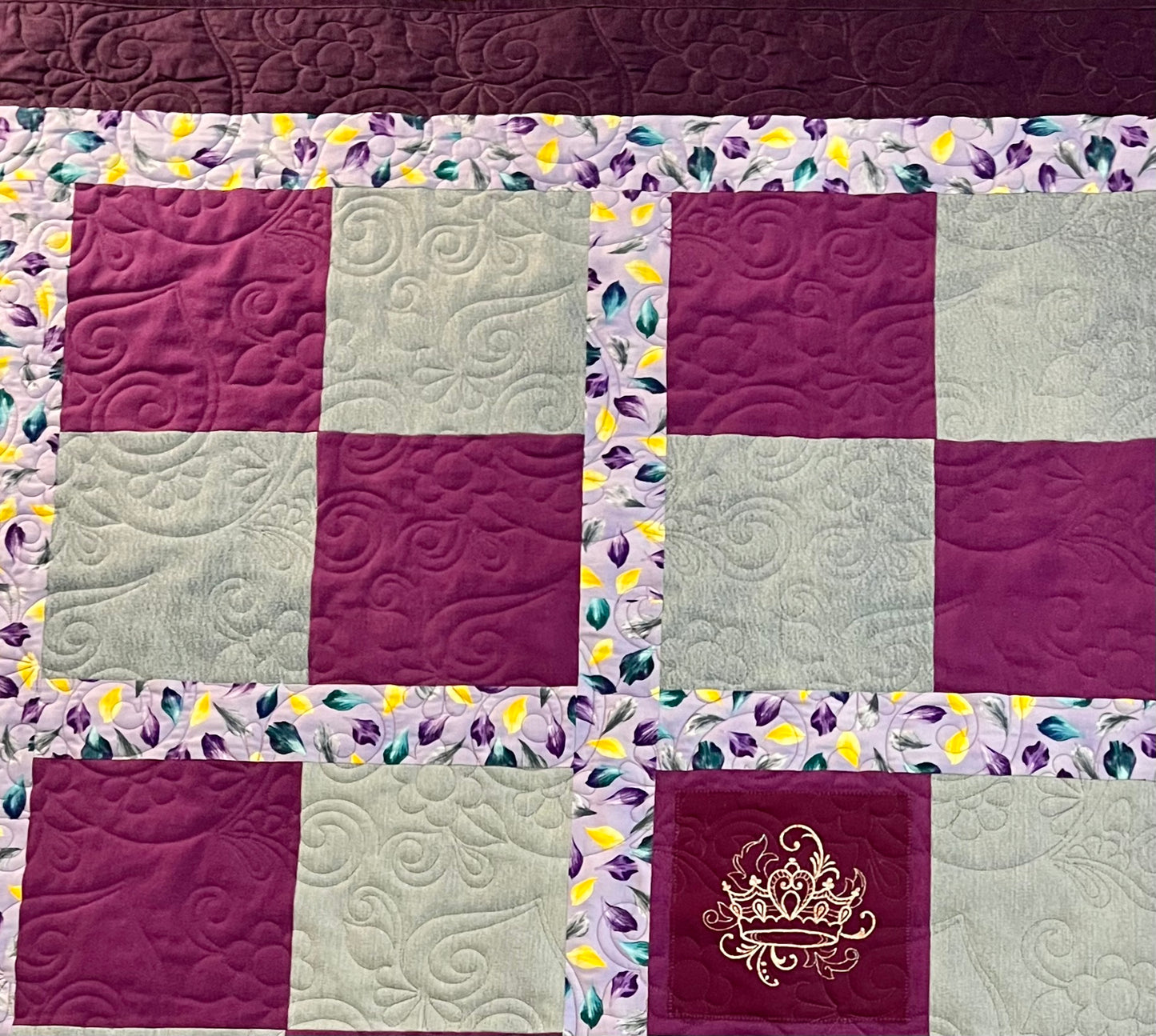 quilted over embroidery and denim 