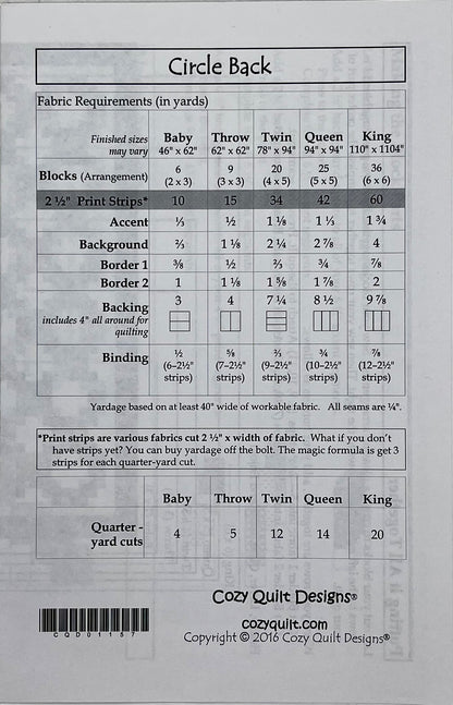"CIRCLE BACK" QUILT PATTERN