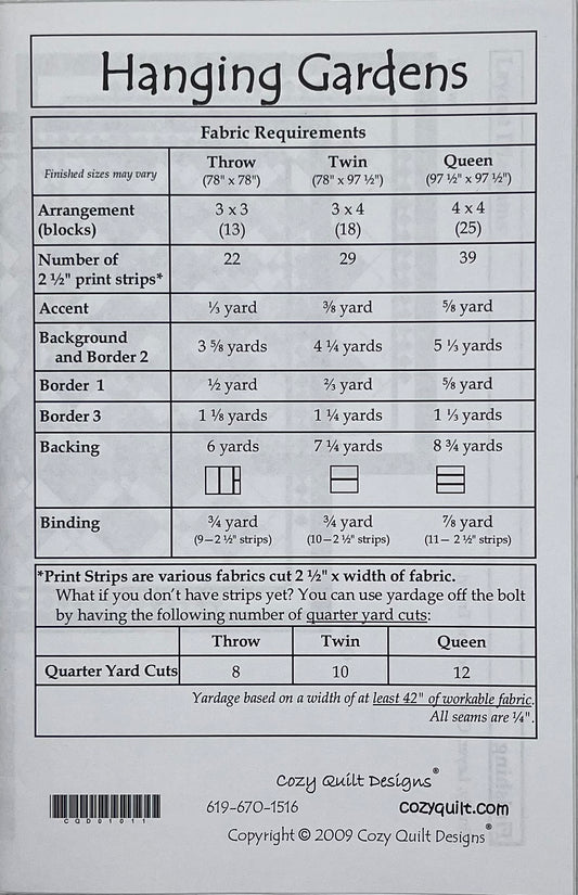 "HANGING GARDENS" QUILT PATTERN