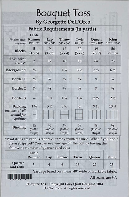 "BOUQUET TOSS" QUILT PATTERN