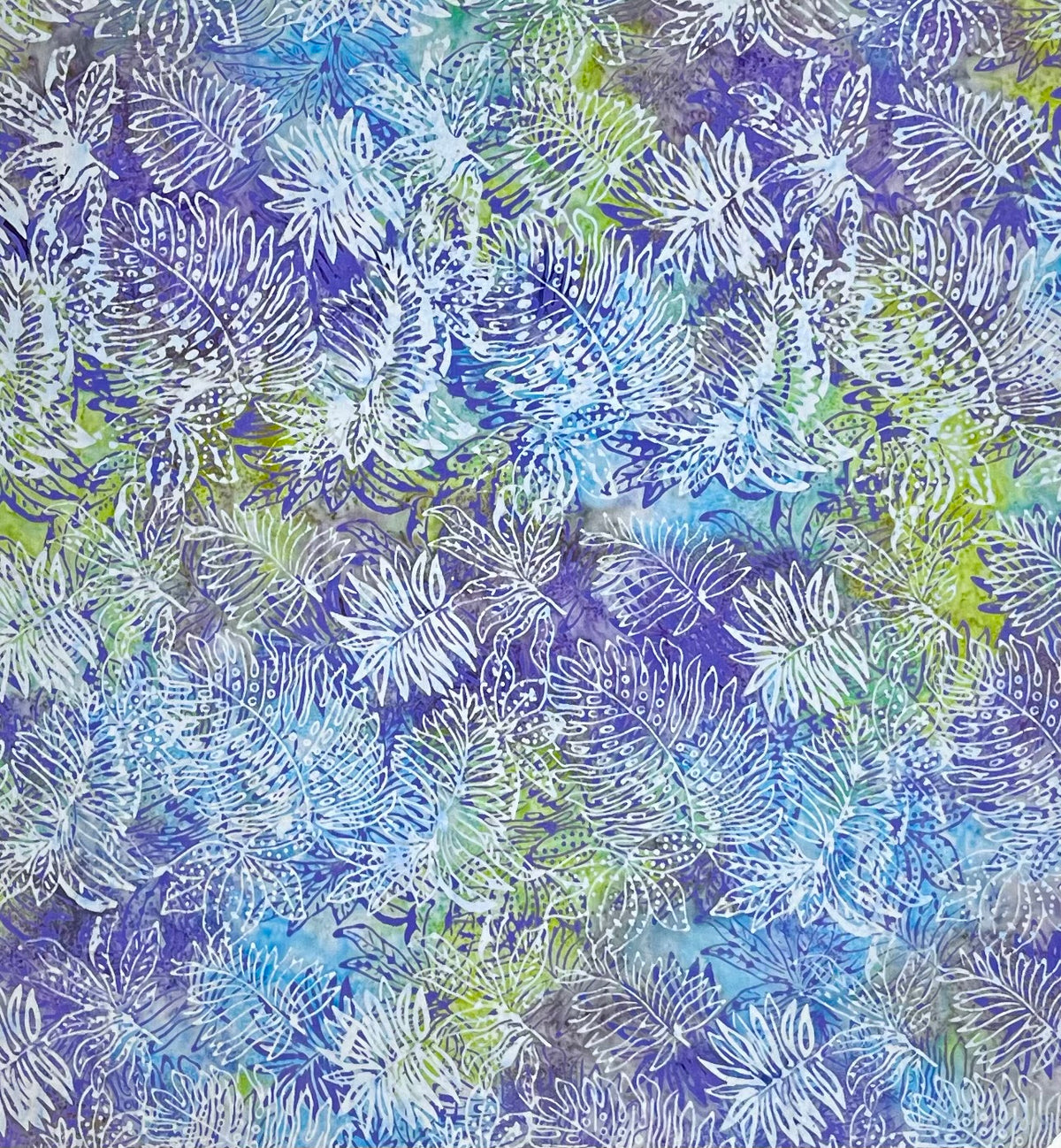 IB103-D1 PURPLE/BLUE/GREEN JUNGLE LEAVES BATIK