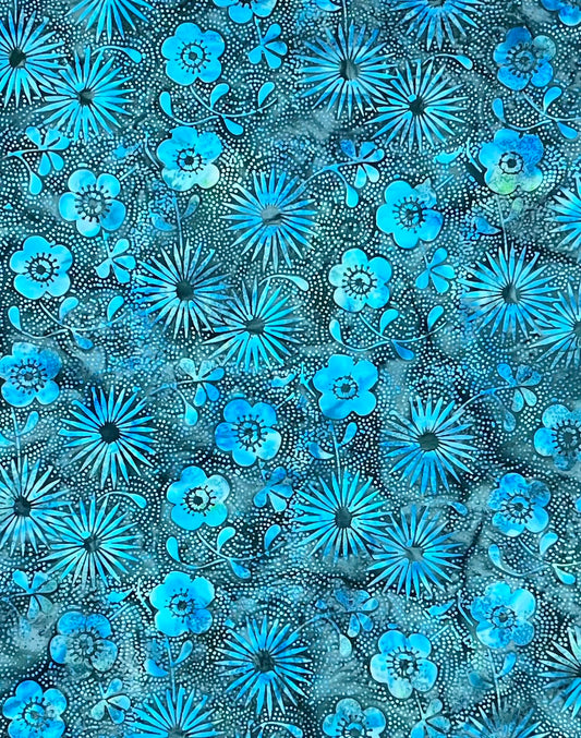 KI01-E2 TEAL FLOWER POWER BATIK