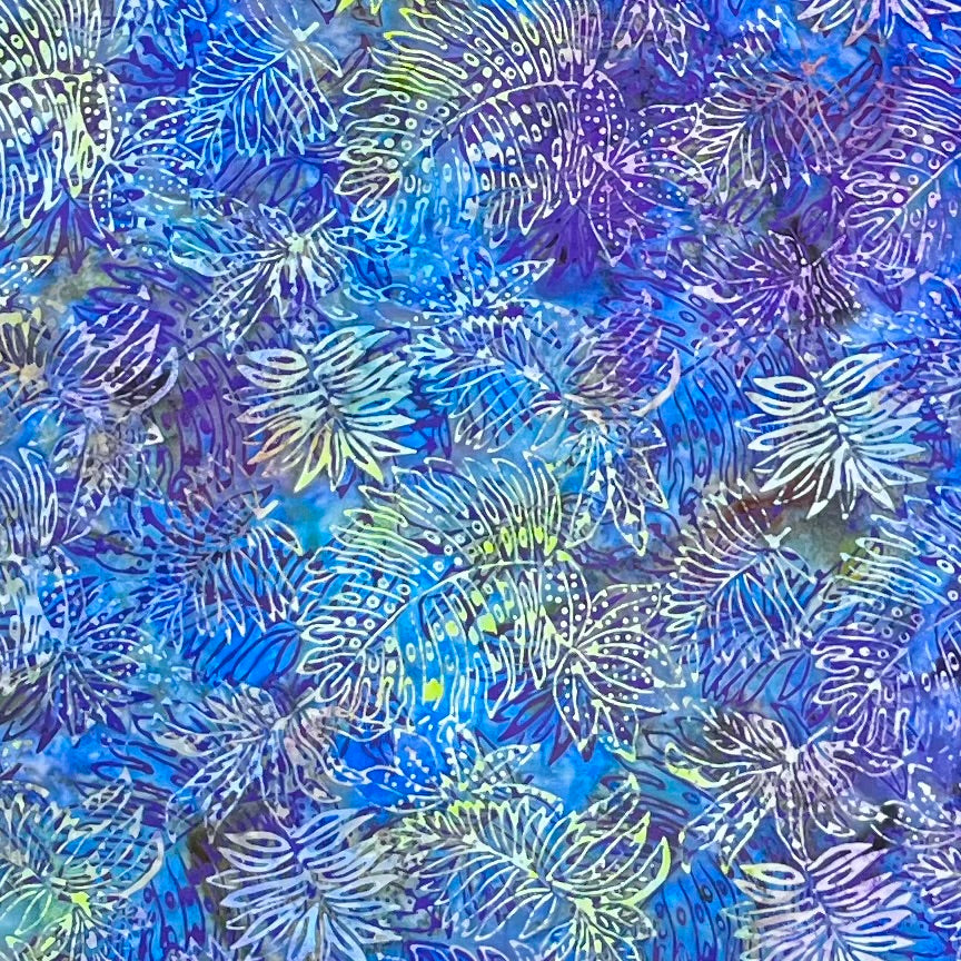 IB103-D2 DARK BLUE JUNGLE LEAVES BATIK