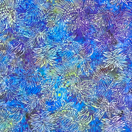 IB103-D2 DARK BLUE JUNGLE LEAVES BATIK