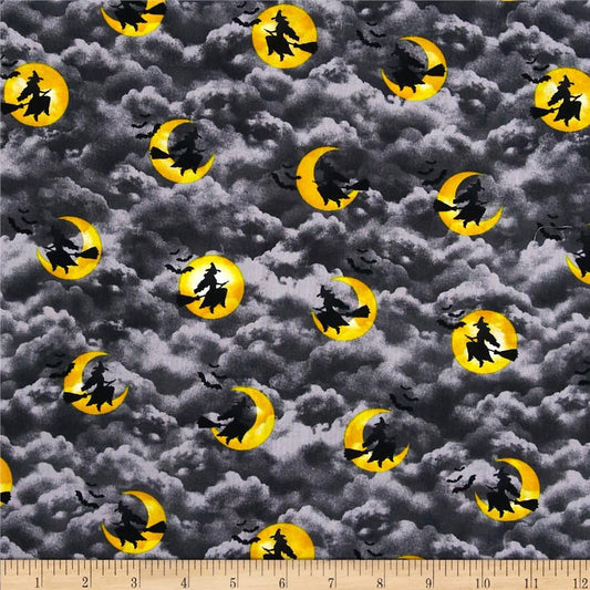 BLACK MAGIC WITCHES AND BATS MOONLIT SKY