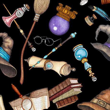 SPELLBOUND 26609-J WIZARDS MOTIFS BLACK