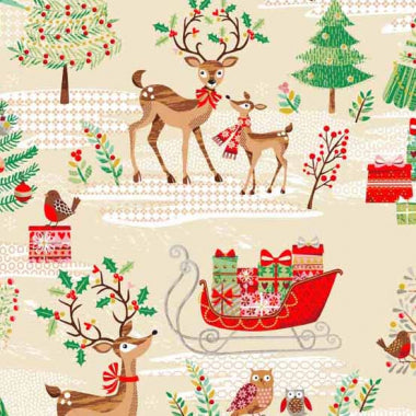 TRADITIONAL METALLIC CHRISTMAS 1790-1- REINDEER and TREES
