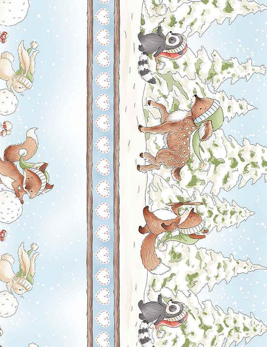 BUNNIES C7552-MULTI  WINTER ANIMAL 11" STRIPE
