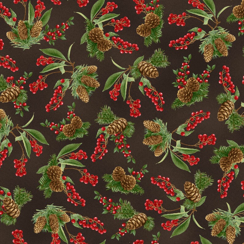 A WINTER SONG 9826-33 PINECONES N BERRIES