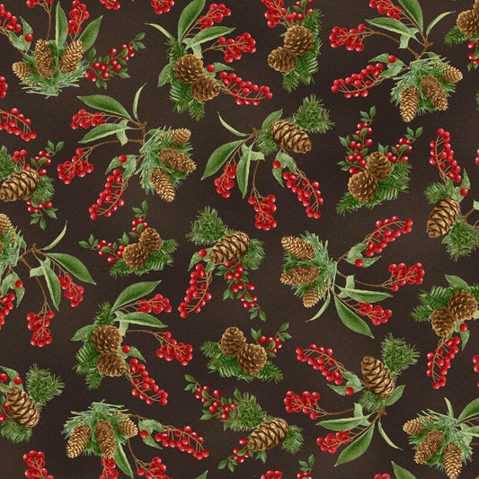 A WINTER SONG 9826-33 PINECONES N BERRIES