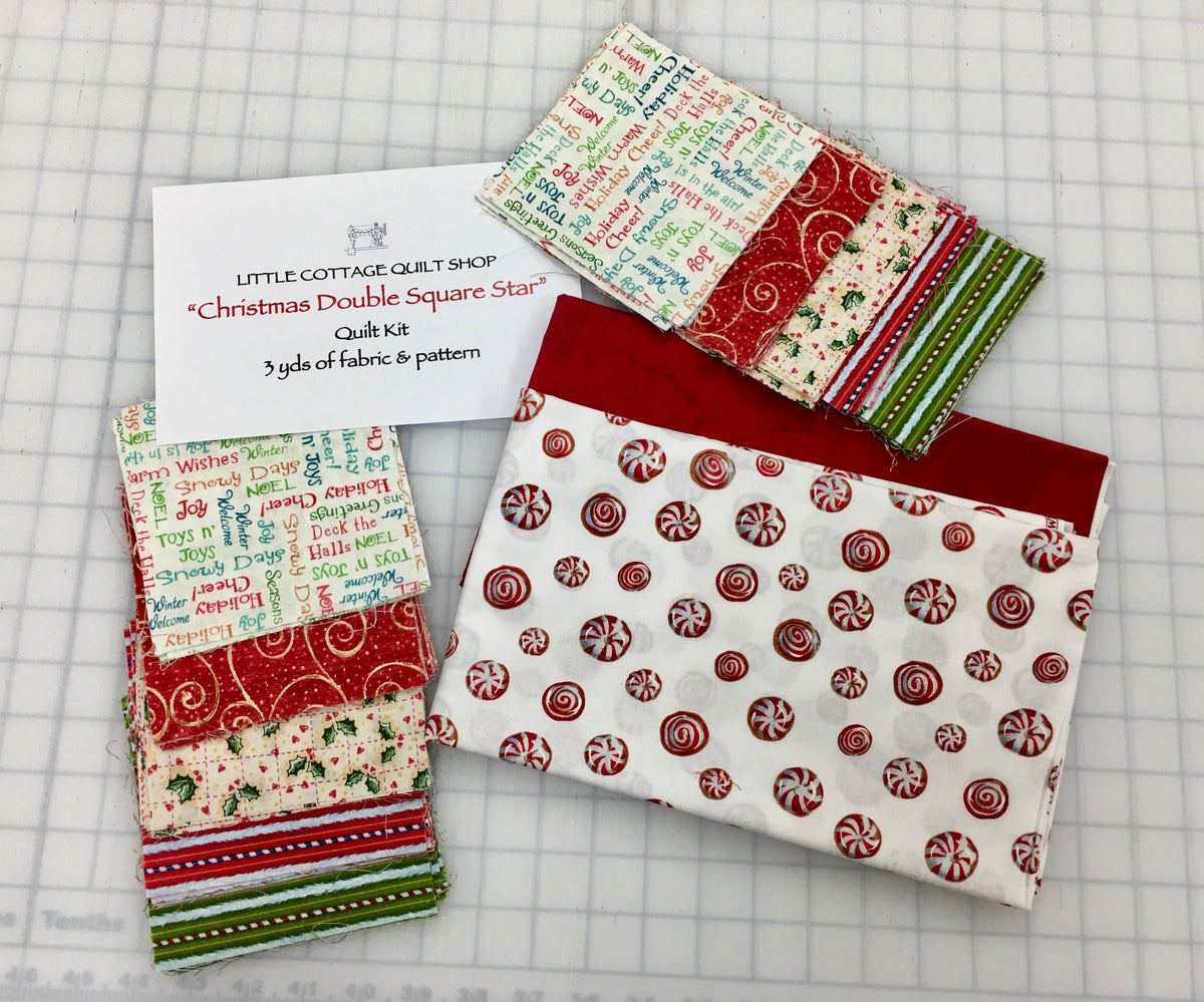 "CHRISTMAS DOUBLE SQUARE STAR" QUILT KIT Little Cottage Quilt Shop