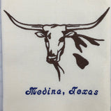 LONG HORN EMBROIDERED TEA TOWEL