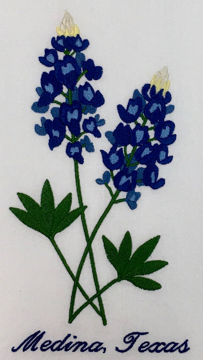 BLUE BONNET DUO EMBROIDERED TEA TOWEL