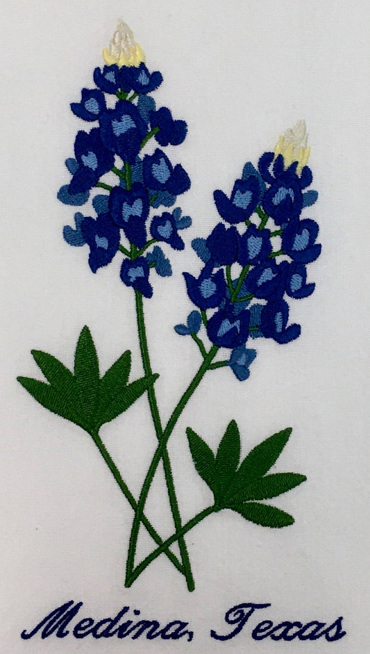 BLUE BONNET DUO EMBROIDERED TEA TOWEL