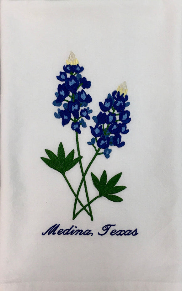 BLUEBONNET DUO EMBROIDERED TEA TOWEL