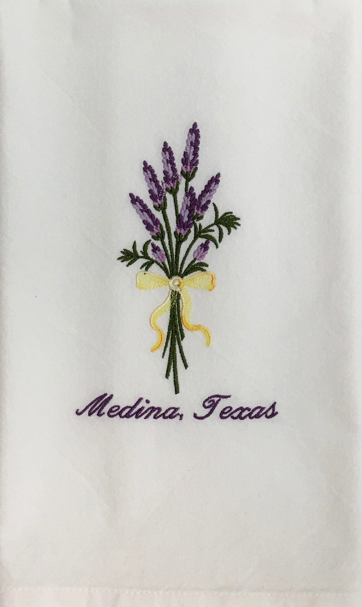 LAVENDER  BOUQUET EMBROIDERED TEA TOWEL