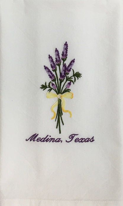 LAVENDER  BOUQUET EMBROIDERED TEA TOWEL