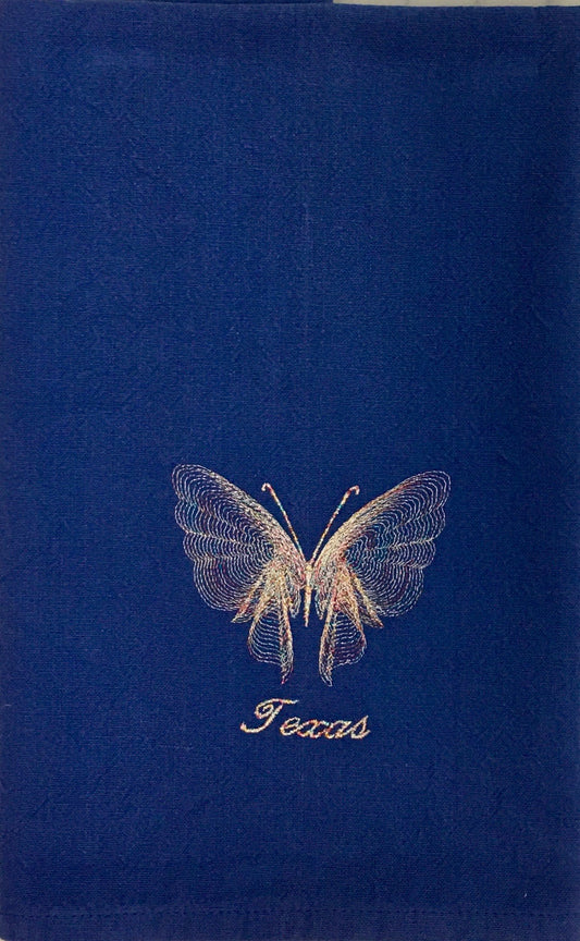 BUTTERFLY EMBROIDERED TEA TOWEL