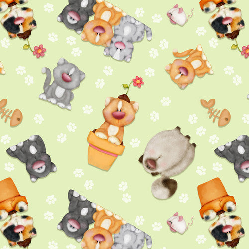 COMFY FLANNEL N-0963-66 CATS GRN