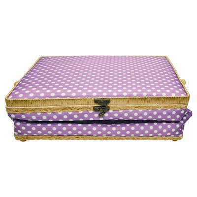 FOLDING SEWING BASKET- PURPLE POKA DOT