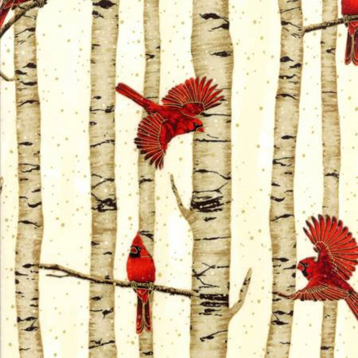WOODSY WINTER CARDINALS  L7325-20G NATURAL/GOLD