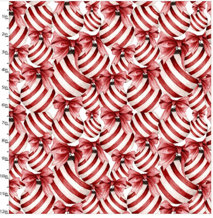 WINTER FOREST STRIPED ORNAMENTS ON WHITE