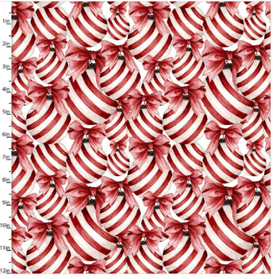 WINTER FOREST STRIPED ORNAMENTS ON WHITE