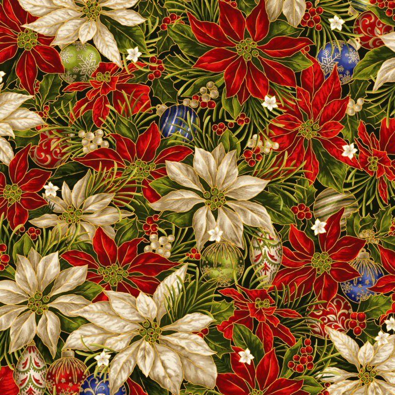 NOEL LARGE POINSETTIA WITH ORNAMENTS OA59311-045