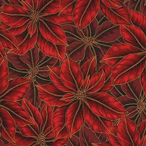 WARM WISHES N7524-78G SCARLET/GOLD PACKED POINSETTIAS