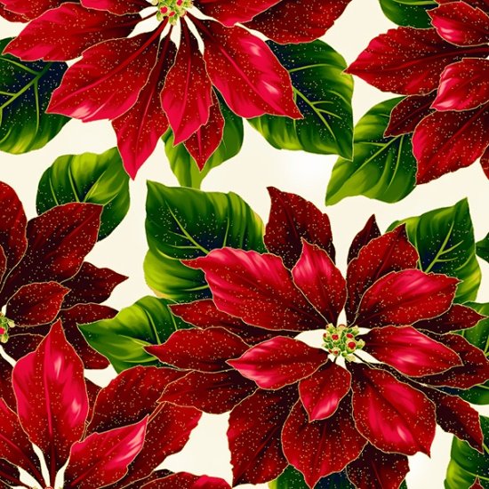POISED POINSETTIA R7667-20G Natural/Gold Poinsettias