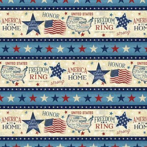 AMERICA MY HOME 82594-234 MULTI  BORDER PRINT